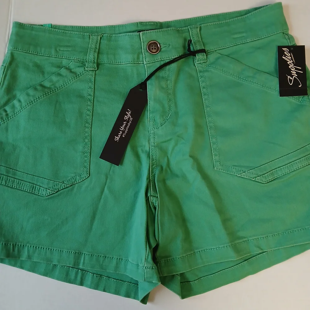 Supplies By Union Bay High-Waist Shorts Garden Green 96% Cotton $18 New - Picture 6 of 6